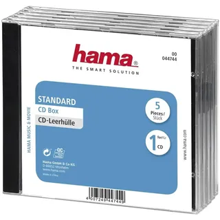 Hama CD-Leerhülle, Standard, 5er-Pack, transparent-schwarz