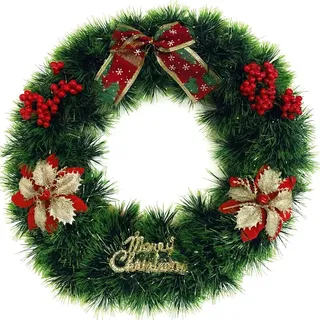 Weihnachtskranz für Tür, grün, 30 cm, künstlicher Adventskranz, Weihnachtsdekoration für Innen und Außen