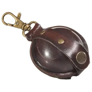 MIKA 28071102 - Mini Schlüsselanhänger aus Echt Leder/Sattelleder, Geldbörse als Schlüsseletui mit Münzfach mit Druckknopf, Schlüsselbörse für Kleingeld in braun, Schlüsseltasche Ø ca. 5 cm