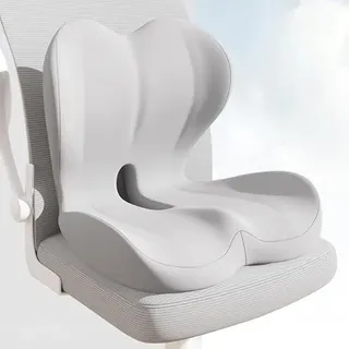 HoldOneLight Orthopädisches Sitzkissen mit Rückenlehne[Seitliche Unterstützung & Komfort] Sitzkissen für Bürostuhl & Auto - Ergonomisch, Sitzpolster, Steißbeinkissen Light Grey