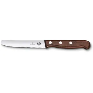 Victorinox Wood Tomaten- und Tafelmesser, 11 cm, Ergonomischer Holzgriff und Wellenschliff, Rostfreie Stahlklinge, Modifiziertes Ahornholz