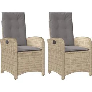 vidaXL Gartensessel Kissen 2Stk. Verstellbar Beigemischung Poly Rattan - Beige