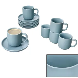 Ritzenhoff 6er Set Jasper Espressotassen & Untertassen Graublau für 6 Personen - Grau