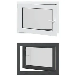 vidaXL Kellerfenster RISOR 80 x 60 cm PVC und Glas Anthrazit - Grau