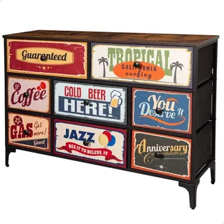 Max Home Vintage-retro Kommode 8 Schubladen - Multicolour - One Size