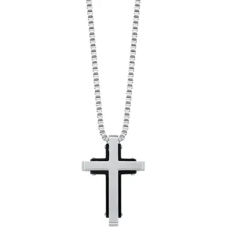 s.Oliver Kette mit Anhänger »Halskette Kreuz«, Schwarz