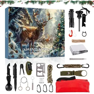 Adventskalender Survival Kit 2026 mit 24 Werkzeugen für Outdoor-Fans