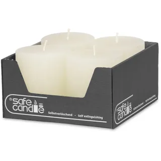 DecoLite Stumpenkerzen Rustic 4er Set 80x70 mm | Selbstverlöschend Safe Candle | Durchgefärbt RAL-zertifiziert | Brenndauer ca. 25h | Made in Germany | Rustik Deko Kerzen von DecoLite (wollweiss)