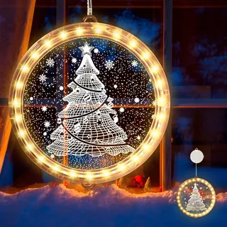 IWTBNOA Weihnachten Dekorative Fenster Licht Warmweiß, Hängend Fensterlicht Batteriebetriebene, 3D Hängende Lichter, Weihnachtsbeleuchtung, Weihnachtsdeko Lichter für Innen Weihnachtsfeier Christmas