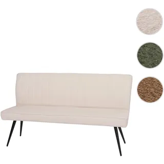 Sitzbank HWC-K16, Esszimmerbank Bank Polsterbank, Rückenlehne Stoff/Textil Bouclé Metall 160cm ~ cre