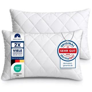 Gentle North Kopfkissen (30x50 cm groß) - 2er Set Kissen für Bett und als Dekokissen - Mit Reißverschluss für Füllung - Sofakissen - Zierkissen für Couch und Sofa - Ökotex - Waschbar bis 60° - Weiß