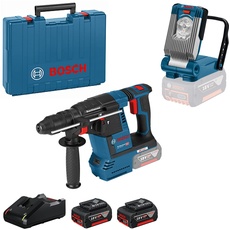 Bosch Professional 18V System Akku Bohrhammer GBH 18V-26 F & Akku Leuchte GLI VariLED (inkl. 2x GBA 18V 4.0Ah Akku, Ladegerät GAL 18V-40, im Koffer) - Amazon Exclusive Set