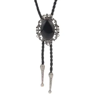 LIANCHI Western Crown Bolo-Krawatte für Damen und Herren, Indianer-Krawatte aus Leder, Schwarz, 70, Leder