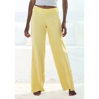 Strickhose LASCANA, Damen, Gr. 36/38, N-Gr, gelb, Obermaterial: 50% Viskose, 28% Polyester, 22% Nylon, unifarben, Basic, bequem lang, Hosen Strickhose, mit weitem Bein, Loungewear