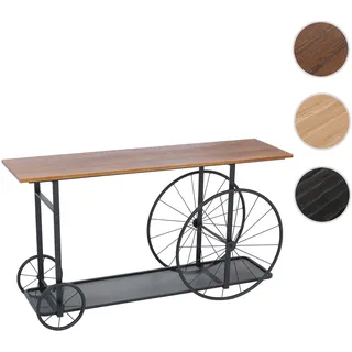 Konsolentisch HWC-Q67, Telefontisch Tisch, Reifen Industrial Retro Holz 81x150x40cm ~ braun Metall s