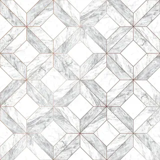 CONTOUR Vliestapete Marble Marquetry 10,05 x 0,52 m 10 m2 Weiß/Roségold