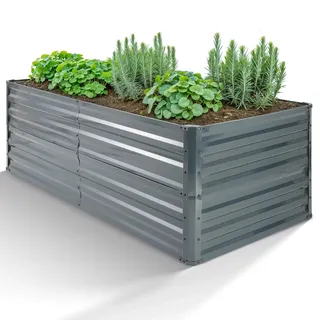 Arebos Hochbeet Metall | 120 x 90 x 59 cm | Anthrazit | Kräuterhochbeet | Garten, Frühbeet, Gemüsebeet, Kräuterbeet, Terrasse, Beet, Stahl, Gartenbeet, Ablagefach, Wetterfest, Rostfrei