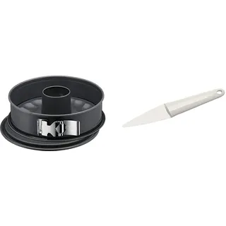 ORIGINAL KAISER La Forme Plus Springform 28 cm rund, 2 Böden, Flach- und Rohrboden, SafeClick-Verschluss & Kuchenlöser 24 x 3,5 cm, einfaches und schnelles Lösen, schonend zu allen Oberflächen