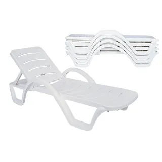 CLP Havana Sonnenliege 187 x 54 x 30 cm weiß 4 Stück