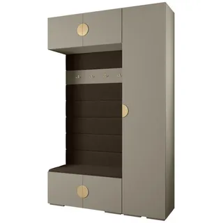 Abiks Möbel Garderoben-Set 236,7/150/47 , Kaschmir, Braun, Goldfarben , Metall , Nachbildung , 150x236.7x47 cm , Garderobe, Garderoben-Sets & Garderoben-Serien, Garderoben-Sets