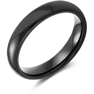 Bling Jewelry Einfacher schlichter Kuppelring aus schwarzem Titan für Paare, Ehering für Männer und Frauen, komfortable Passform, 4MM
