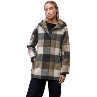 Street One Damen 2005341 Karierte Jacke mit Kapuze, Black, 38