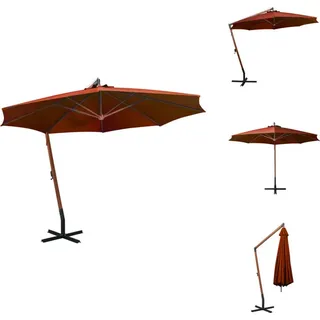 vidaXL Ampelschirm mit Mast Terracotta-Rot 3,5x2,9 m Massivholz Tanne - Sonnenschirme & Sonnenschutze - Braun