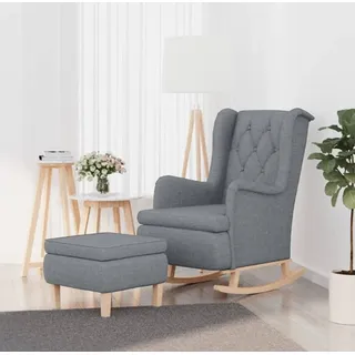 The Living Store Schaukelsessel mit Hocker Hellgrau Stoff - Grau