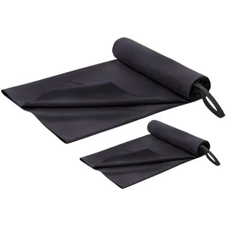Blumtal Sporthandtuch Folke 180/90 & 80/40 cm, 2er-Set, Schwarz , Textil , Rechteckig , 90x180 cm , Reach , Heimtextilien, Badtextilien, Handtücher