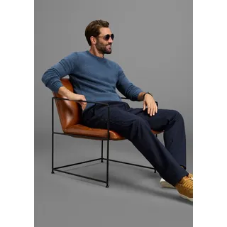 Mans World Rundhalspullover "Neue Kollektion Zeitlos & vielseitiger Basic Style" melierte Optik,weicher Griff, Perfekt für die kältere Jahreszeit, blau melange