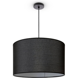 Paco Home Pendelleuchte »HUGO CANVAS UNI COLOR«, Leuchtmittel E27 ohne Leuchtmittel, Wohnzimmer Stoff Lampenschirm Skandinavisch Uni Pendelleuchte Modern, schwarz