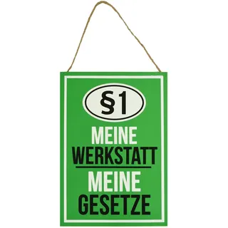 Wandbild MDF Holz 20x30cm „Meine Werkstatt meine Gesetze“ Wanddeko Schild Deko Bild Geschenkidee Geschenk