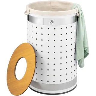 eluno Wäschetonne 50 Liter, weiß , Weiß , Metall , 35.5x57.5x35.5 cm , Haushalt & Kleinelektro, Wäschepflege, Wäschekörbe & Wäschetonnen