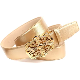 Ledergürtel ANTHONI CROWN, Damen, Gr. 85, gold, Rindsleder, Gürtel Ledergürtel