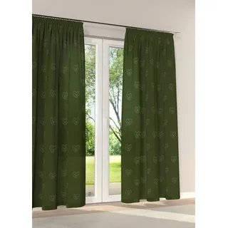 Stickereien Plauen Vorhang STICKEREIEN PLAUEN "Hirsch" Gr. 1, grün (dunkelgrün, grün), B:130cm H:125cm, Polyester, Viskose, Gardinen
