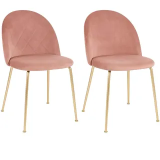 Mid.you Stuhl-Set , Rosa , Textil , Rundrohr , 51x78x56 cm , Esszimmer, Stühle, Polsterstühle