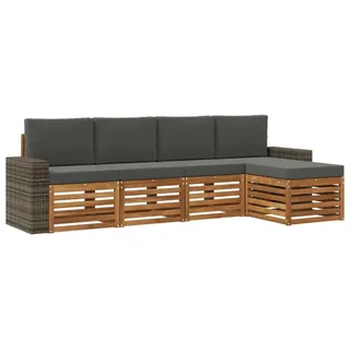 vidaXL Outdoor-Sofagarnitur mit Kissen 5 pcs Natur und Anthrazit - Braun
