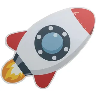 LED Kinderlampe Wandleuchte Rakete 35cm breit Grau Bunt 3000 K Holz Kinderzimmer
