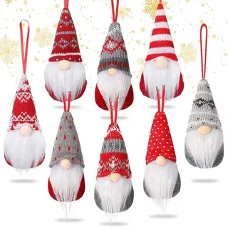 KAHEIGN 8Pcs Weihnachtswichtel zum Aufhängen Weihnachtszwerge, Skandinavische Weihnachtsmann Elf Plüschtiere, Hängende Weihnachtsmann Weihnachtsdeko Baumschmuck Tannenbaum Christbaum Schmuck