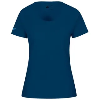TRIGEMA T-Shirt TRIGEMA "TRIGEMA Damen T Shirt aus Biobaumwolle", Damen, Gr. L, blau (saphir, c2c), Single Jersey, 100% Baumwolle (Bio-Baumwolle kbA), Basic, lang, ohne Ausschnitt, Shirts T-Shirt