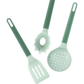 Zanetti, Schöpflöffel-Set, 3 Kochlöffel, Schaumlöffel, Spaghetti-Servi, Frittierschaufel, Schöpflöffel, modernes Design, recyceltes Material, für den täglichen Gebrauch