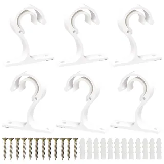 YSHODGU 6 Stück Gardinenstangen Halterung, 25-28mm Aluminiumlegierung Halter mit Schraube, für Verwendung an Decke Oder Wand(weiß)