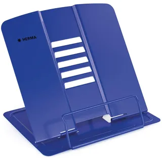 Herma 19962 Leseständer für Bücher Blau, faltbarer Buchständer aus Metall für Kinder, Buchstütze für Jungen & Mädchen, verstellbarer Kochbuchhalter für Schule, Büro & Küche