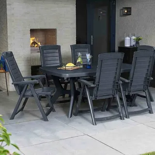 Garten-Essgruppe JARDIN "Aruba", schwarz (anthrazit, schwarz, anthrazit, anthrazit), Kunststoff, Sitzmöbel-Sets, Garten-Essgruppe
