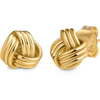 Amberta Echte Knoten Ohrringe für Damen aus 9K 14K Gold | Ohrstecker aus Massivem Gold im Keltischen Liebesknoten Design: 9K Ohrringestecher Knoten Gold Damen