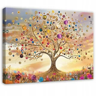Wallarena Wandbild XXL Abstrakt Baum des Lebens Modern Wohnzimmer 60x40 , Multicolor , Holzwerkstoff , Recyclingholz , Rechteckig , 60x40 cm , FSC 100% , 3D-Effekt , Bilder & Rahmen, Bilder, Leinwandbilder