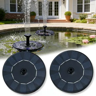 2 Stück Solar Springbrunnen für Außen: 8 Effekte Solar Teichpumpe, Vielseitige Solar Wasserpumpe, Schwimmende Fontäne Ideal für Garten, Teich oder Fischbecken, für Outdoor Anwendungen