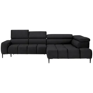Welnova Ecksofa , Dunkelgrau , Textil , Ottomane rechts, L-Form , 300x216 cm , Made in Eu , Typenauswahl, Stoffauswahl, seitenverkehrt erhältlich, Hocker erhältlich , Wohnzimmer, Sofas & Couches, Wohnlandschaften, Ecksofas