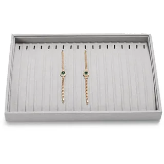 Oirlv Grau Mikrofaser Schmucktablett Schmuck Organizerblett Aufbewahrungstablett für Lange Kette Armband Große Halskette