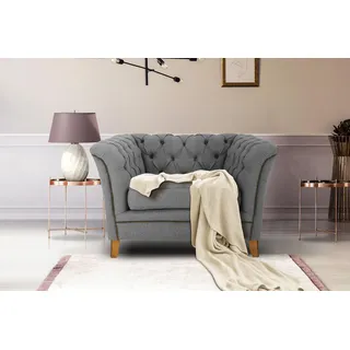 Home affaire Sessel »Newport modernes Chesterfield« mit Knopfheftung im Rücken, Keder und feinen Armlehnen, grau